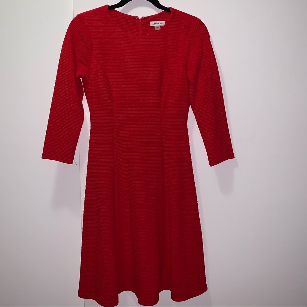 Calvin Klein Half Sleeve Red Dress